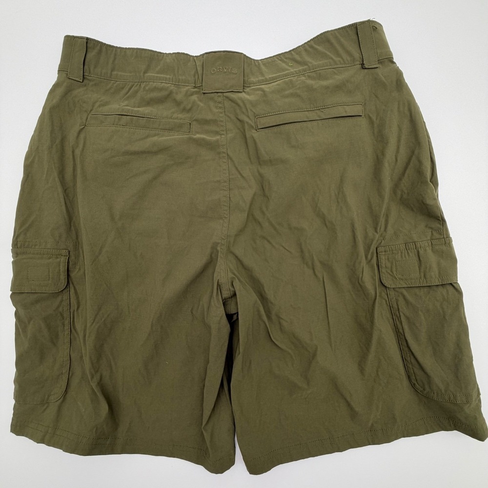 Orvis Mens Cargo Shorts Olive Green Stretch Nylon Hiking Fishing Size‎ 36